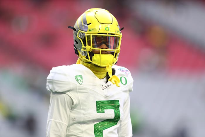 Mykael Wright at the 2021 Fiesta Bowl in Glendale, Ariz.